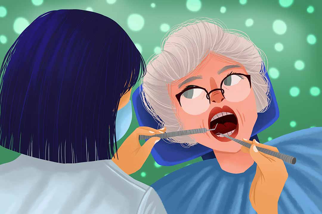 old person getting teeth whitened